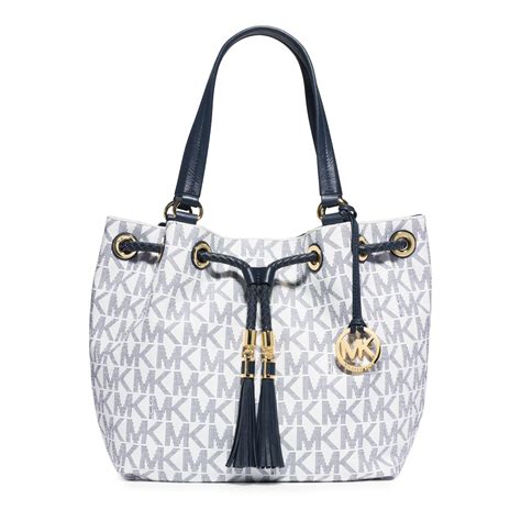 michael kors navy blue and white purse|blue jean Michael Kors purse.